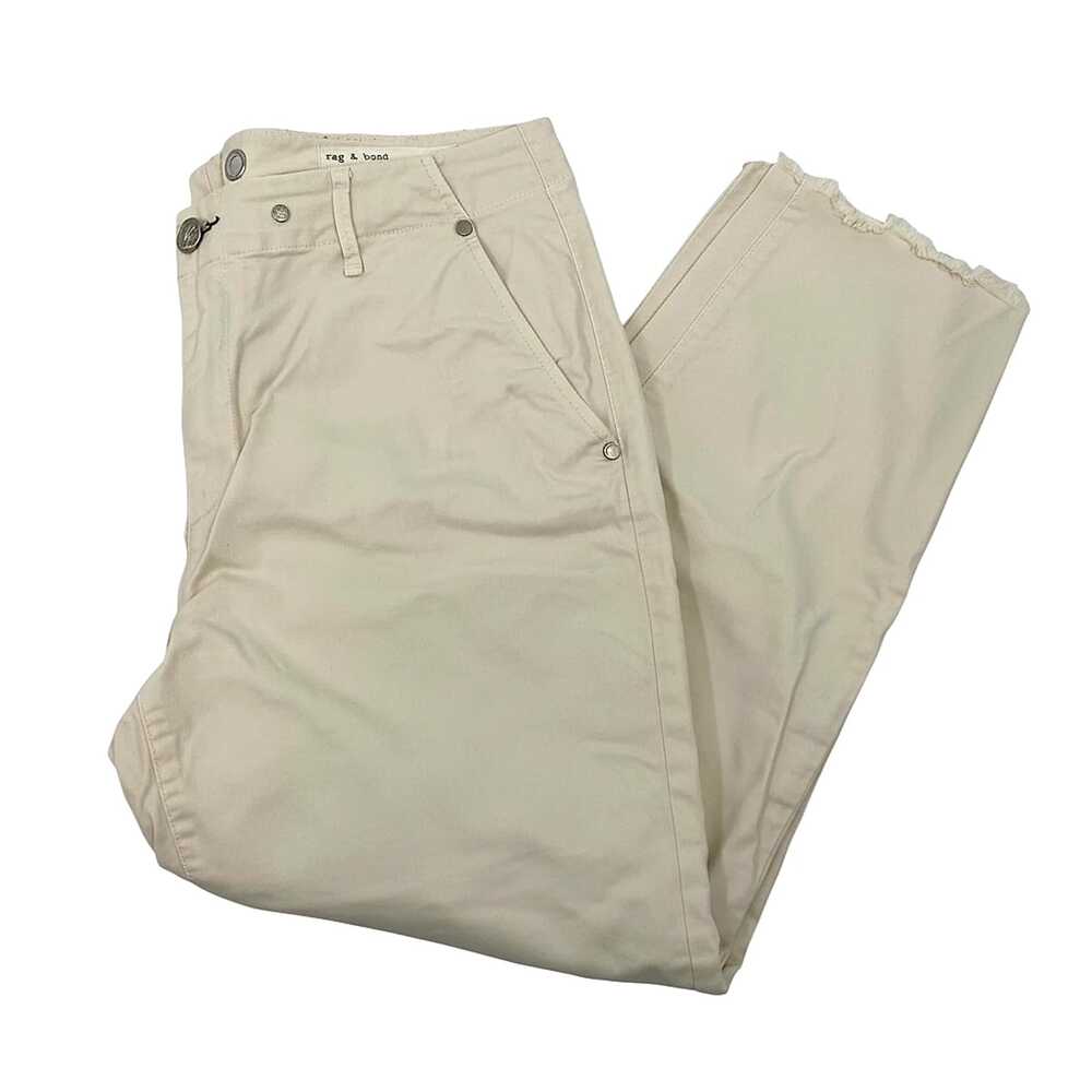 rag & bone White Cotton Blend Straight Leg Pants  | Women’s Size 10